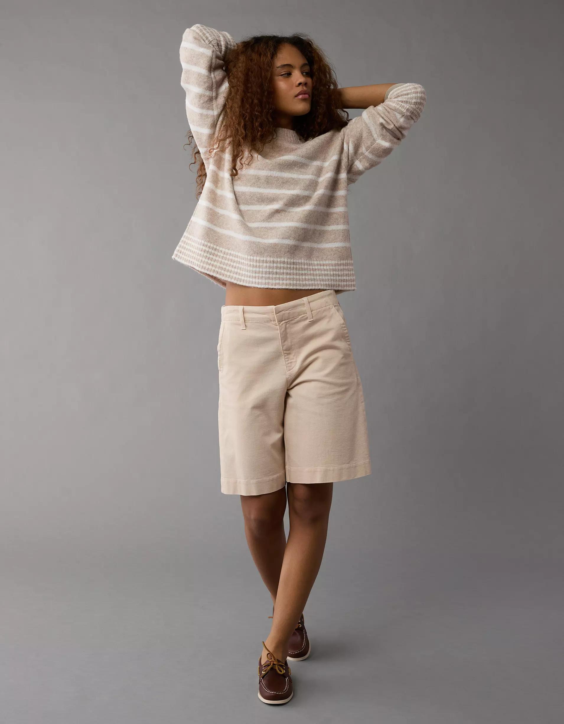 AE Whoa So Soft Striped Crew Neck Sweater Product Image