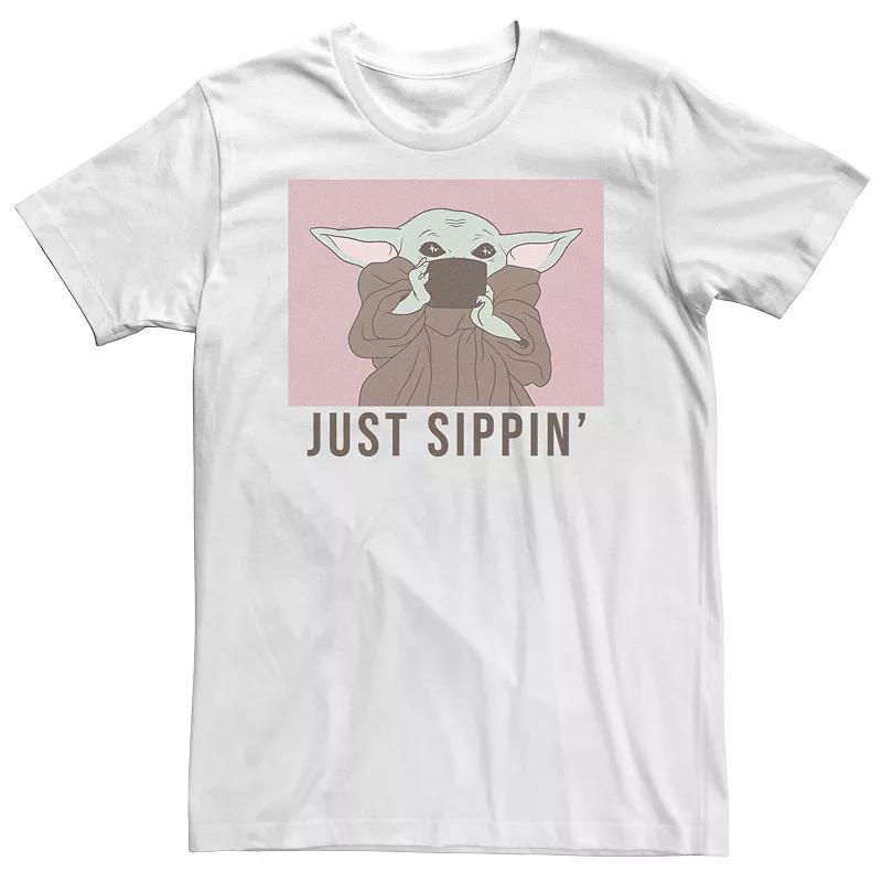 Big & Tall Star Wars The Mandalorian The Child Just Sippin' Tee, Men's, Size: 3XL, White Product Image