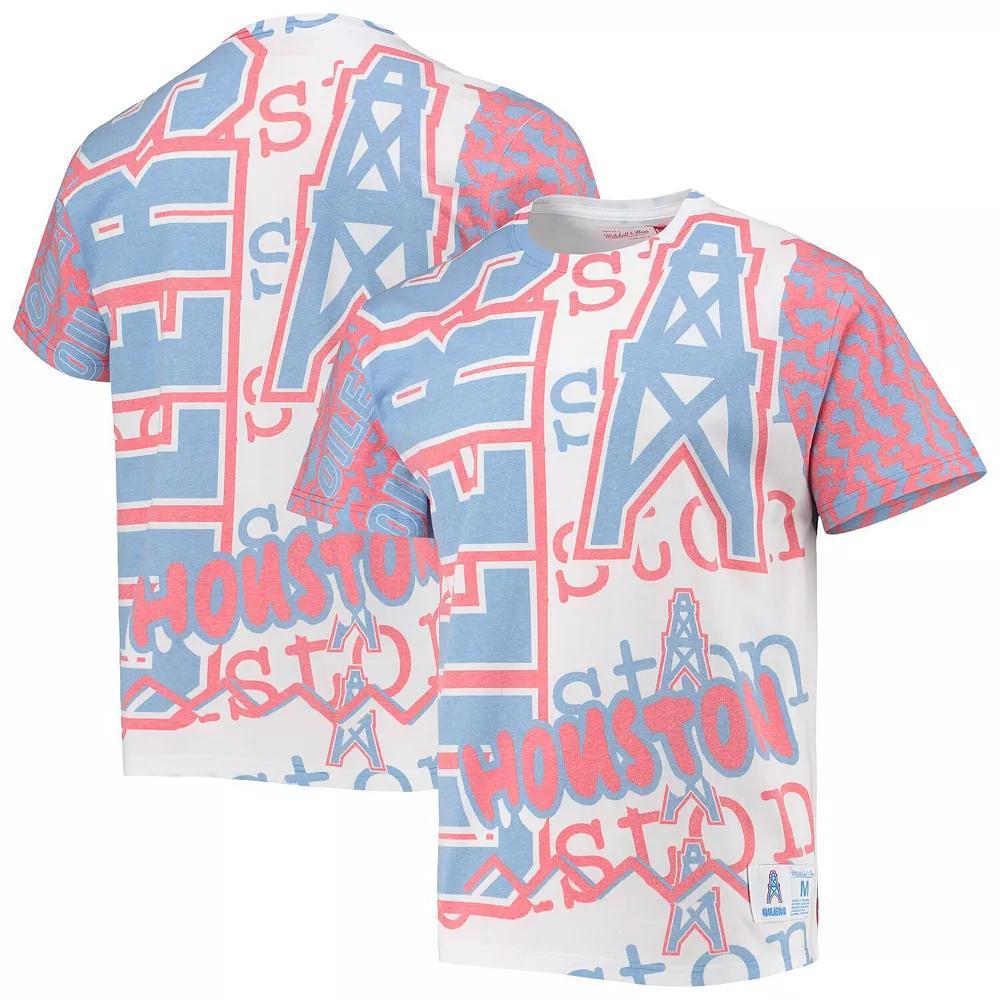 Men's Mitchell & Ness White Houston Oilers Jumbotron 2.0 Sublimated T-Shirt,  Product Image