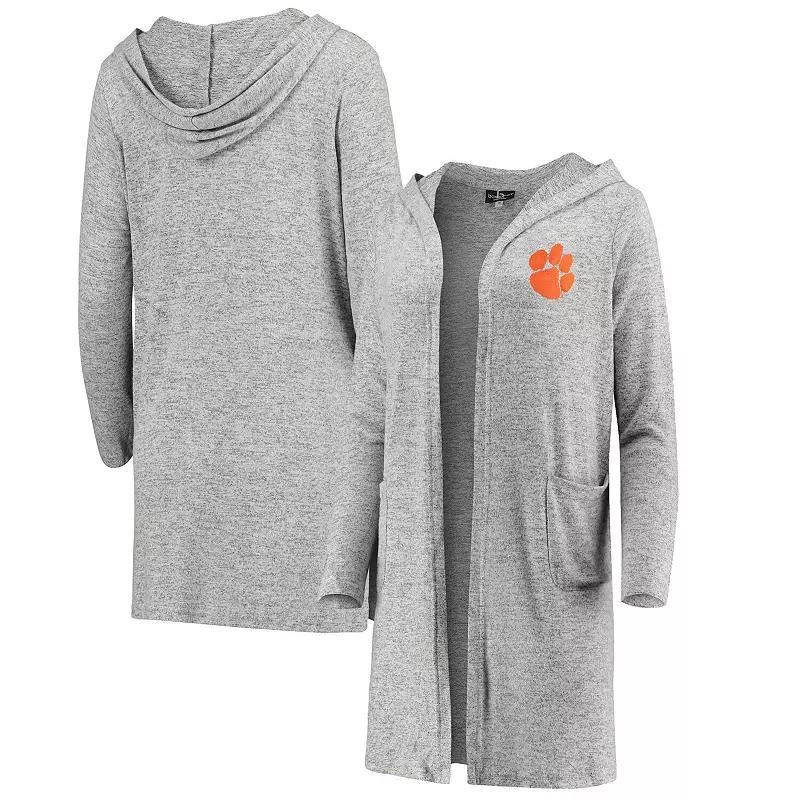 Womens Heathered Gray Clemson Tigers Cuddle Soft Duster Cardigan Product Image