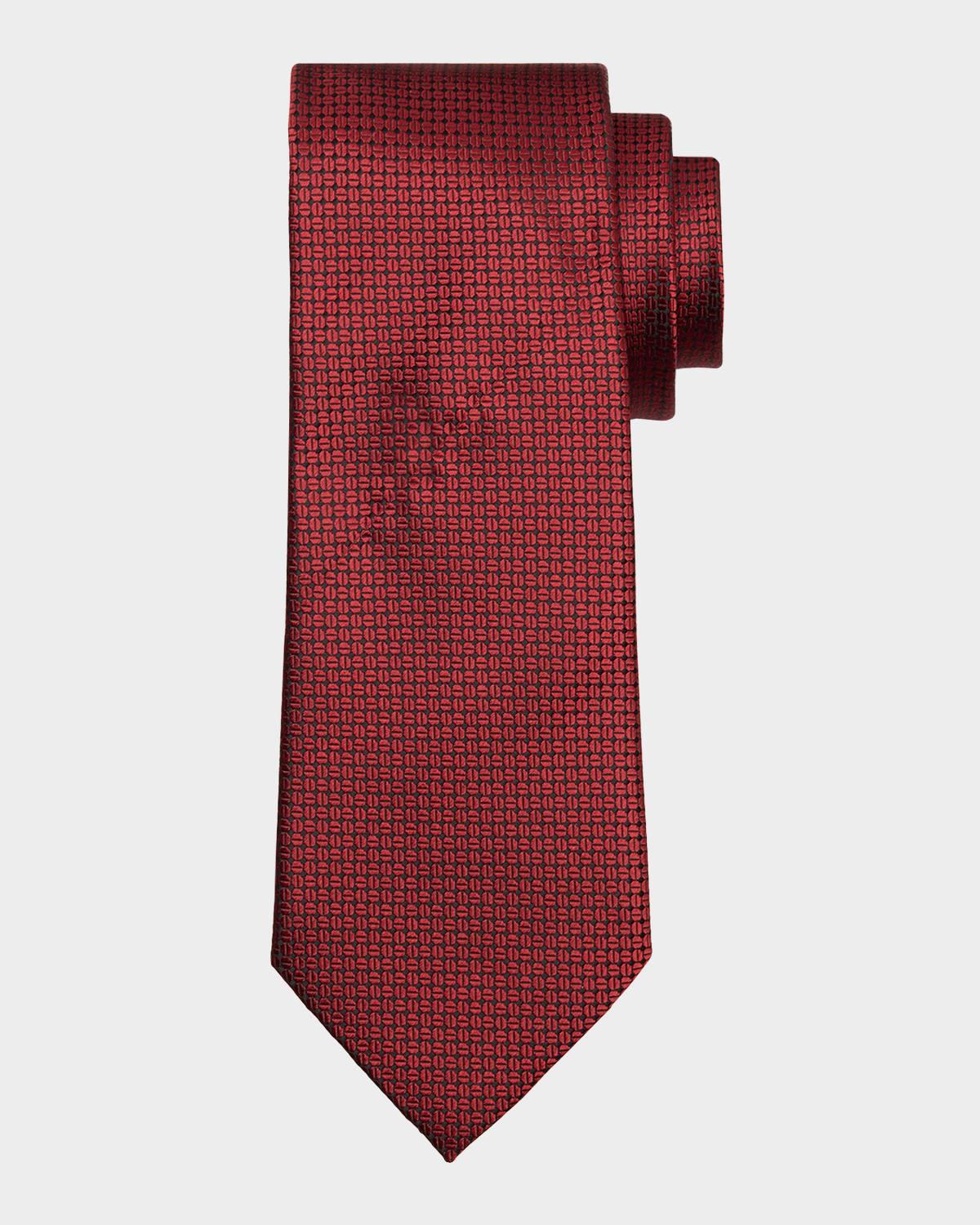 Mens Micro-Geometric Silk Tie Product Image