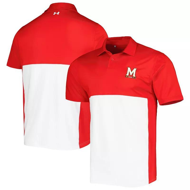 Mens Under Armour /White Maryland Terrapins Green Blocked Polo Performance Polo Product Image