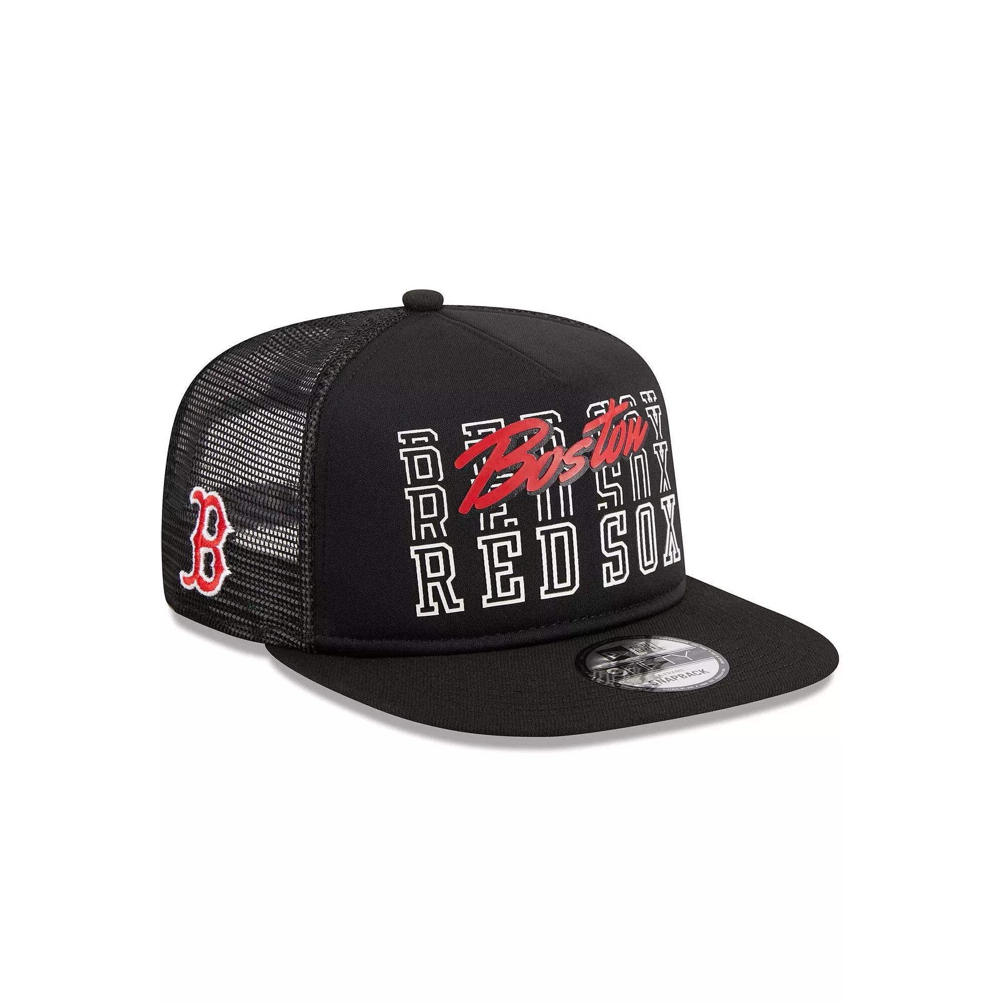 Men's New Era Black Boston Red Sox Street Team A-Frame Trucker 9FIFTY Snapback Hat Product Image