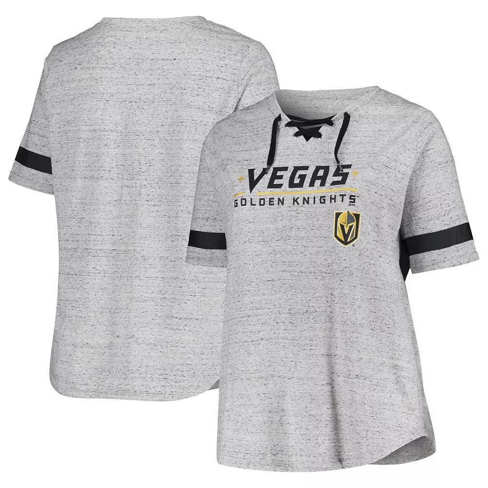 Women's Fanatics Heather Gray Vegas Golden Knights Plus Size Lace-Up  T-Shirt, Size: 4XL, Lvk Grey Product Image