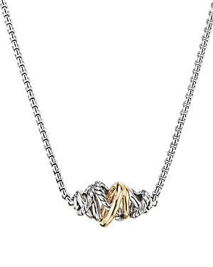 Crossover Pendant Necklace in Silver with 18K Gold, 20mm, 16-18L Product Image