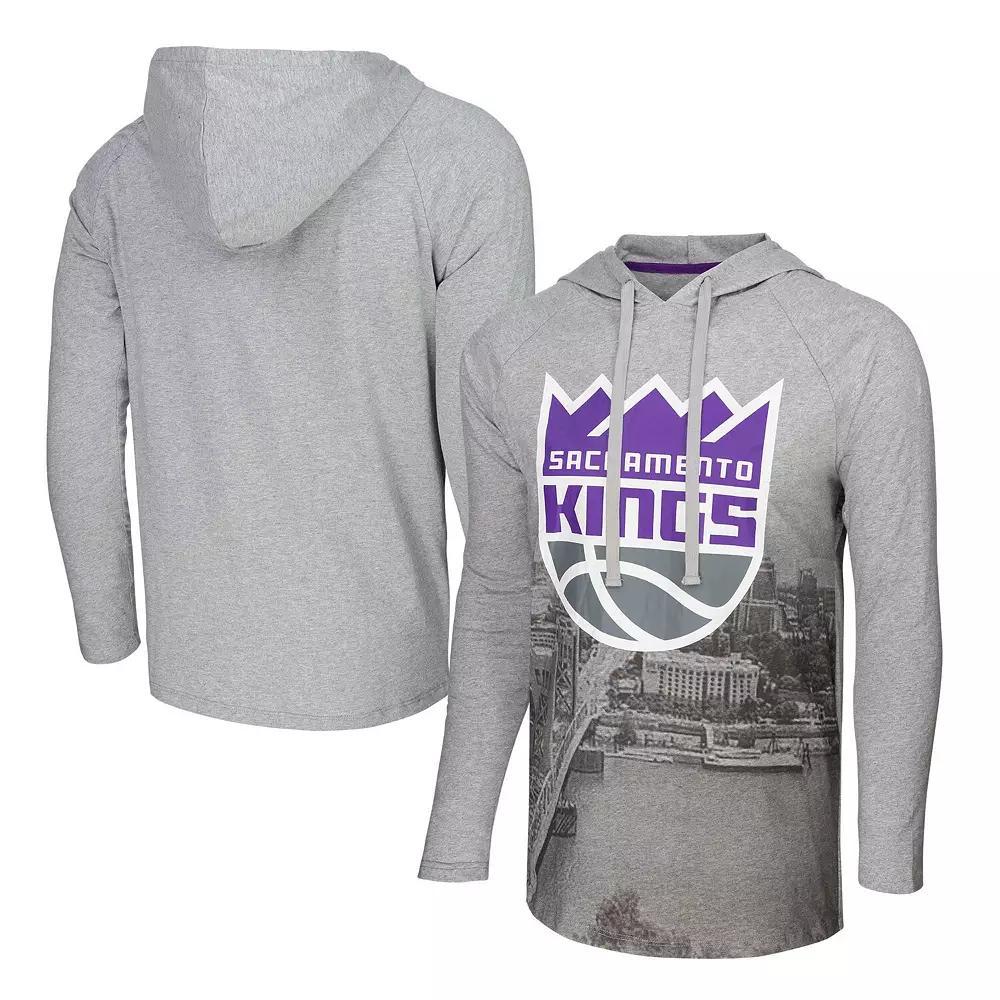 Men's Stadium Essentials Heather Gray Sacramento Kings Atrium Raglan Long Sleeve Hoodie T-Shirt, Adult Unisex,  Product Image