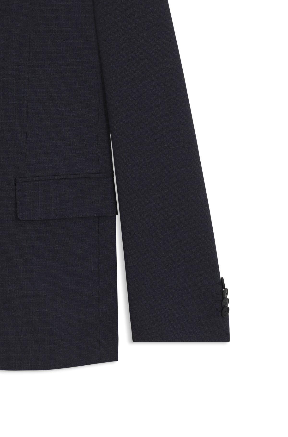 BOSS - Slim-fit suit in micro-patterned stretch fabric - Dark Blue Product Image