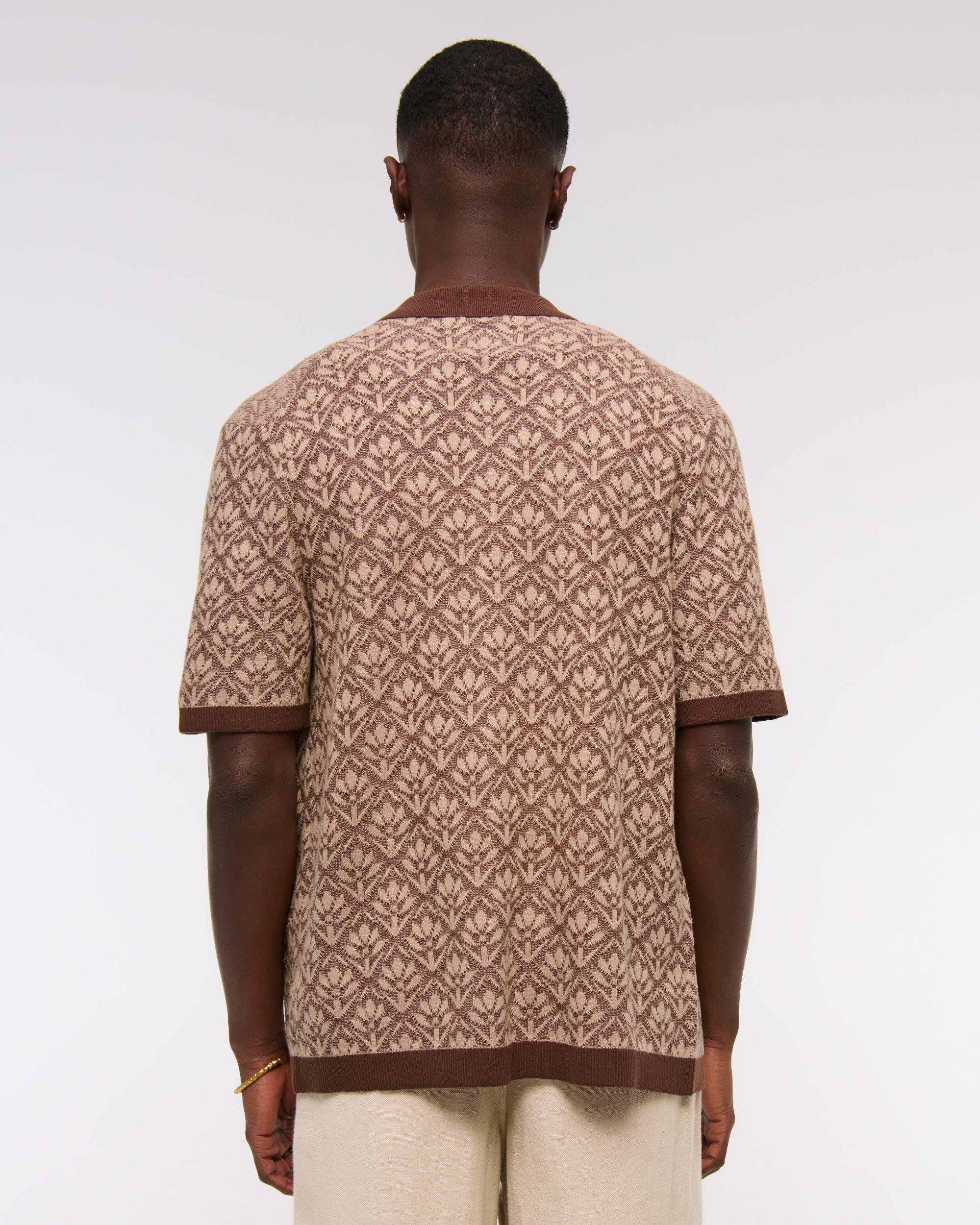 Jacquard Pattern Button-Through Sweater Polo Product Image