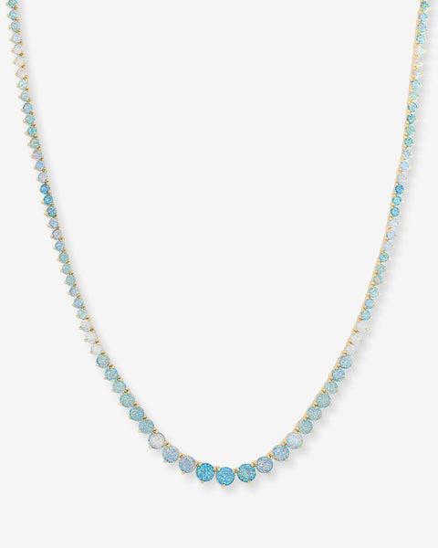 Not Your Basic Graduated Ombré Tennis Necklace 16" - Gold|Blue Opal Ombré Product Image