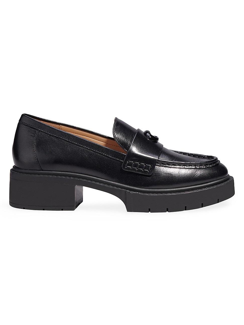 COACH Leah Leather Lug Sole Block Heel Loafers Product Image