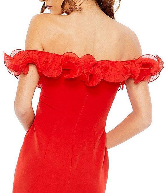 Mac Duggal Off-the-Shoulder Ruffle Embellished Sheath Gown Product Image
