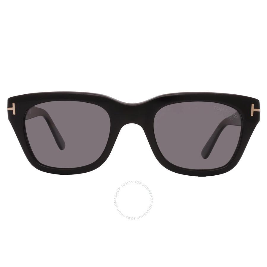 TOM FORD Black Polarized Geometric Sunglasses, 52mm In Black/gray Polarized Solid Product Image