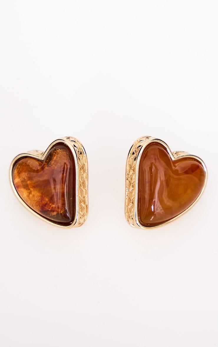 Amber Jewel Heart Set Stud Earrings Product Image