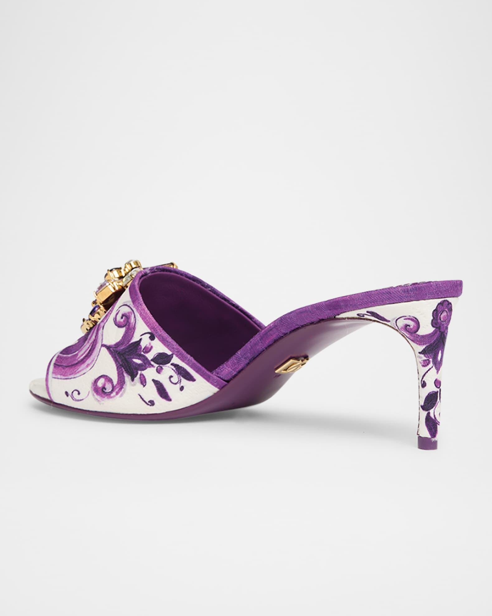 Maiolica Jeweled Printed Slide Sandals Product Image