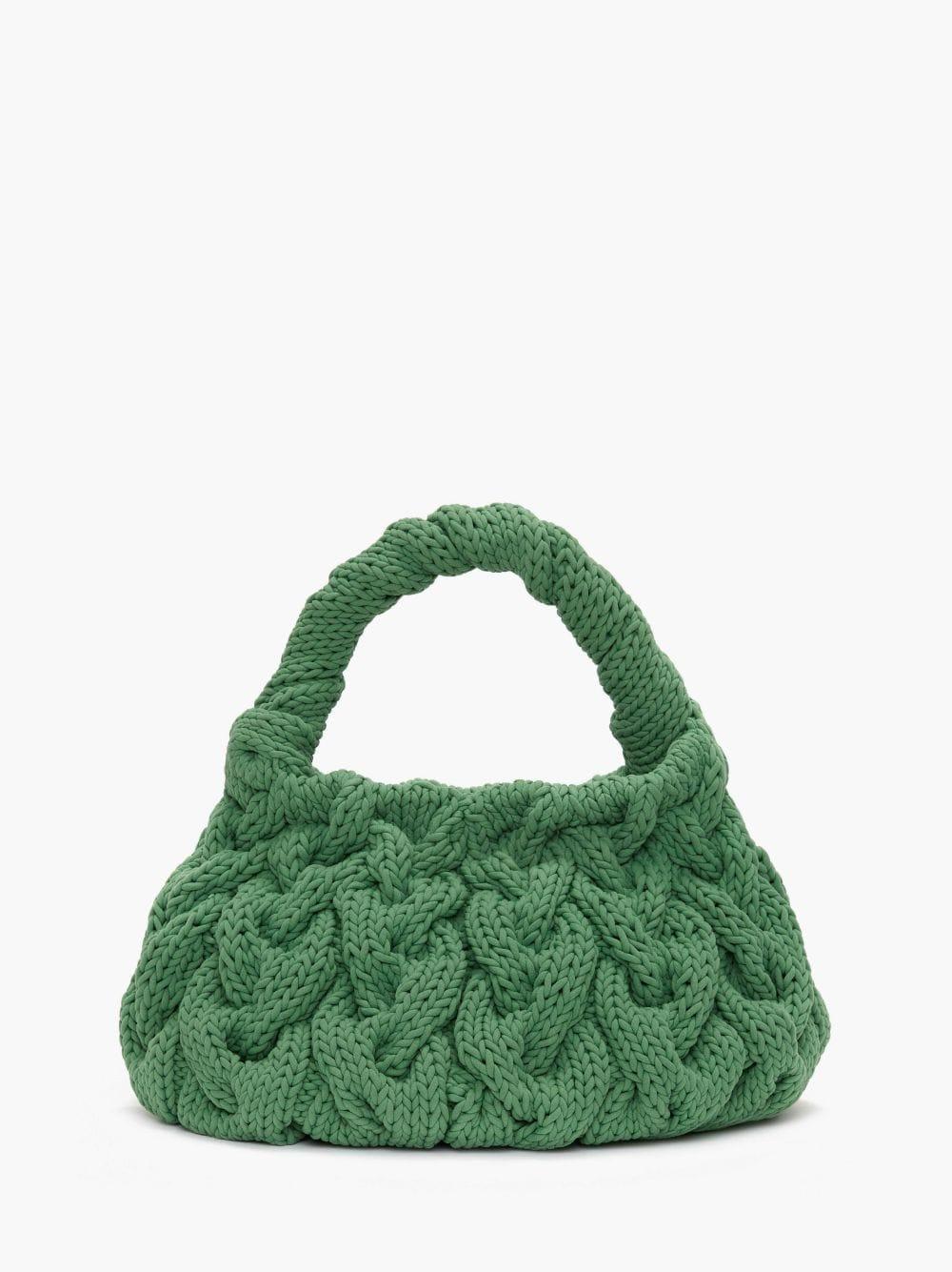 CABLE KNIT BAG - KNITTED TOP HANDLE BAG in green | JW Anderson US  Product Image