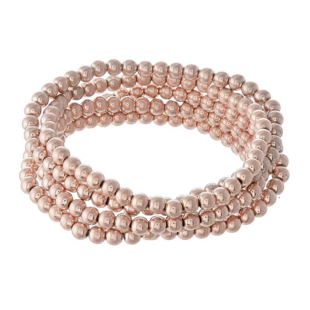 426677  Two Tone Beaded Ball Stacking Bracelet Set Product Image