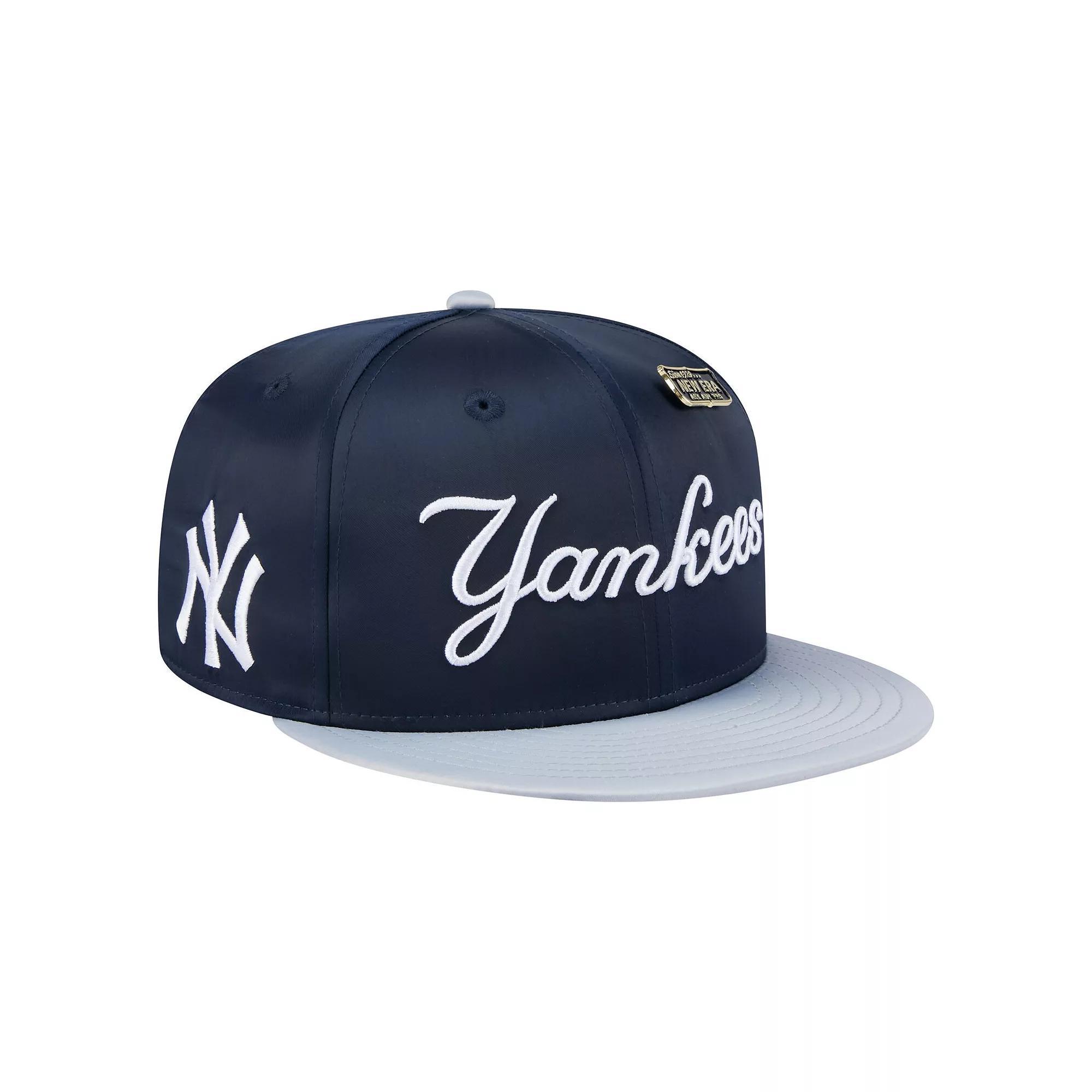 Men's New Era Navy/Gray New York Yankees Satin 59FIFTY Fitted Hat,  Product Image