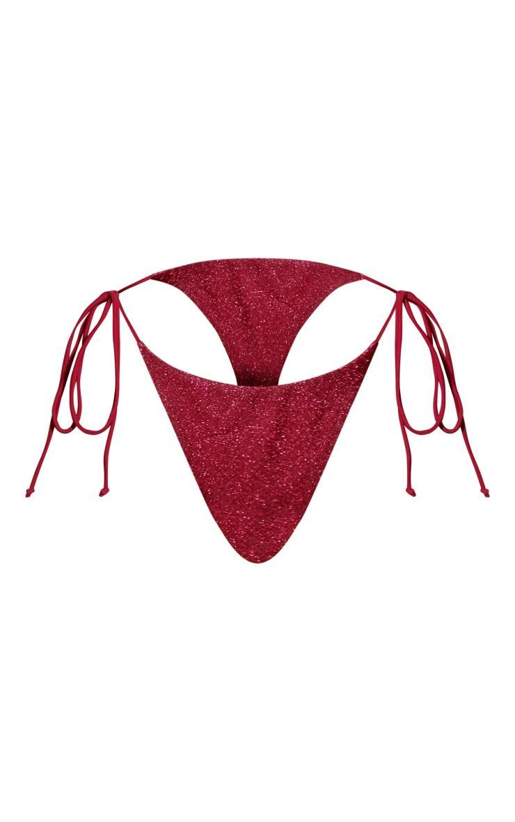 Cherry Red Tie Side Bikini Bottoms Product Image