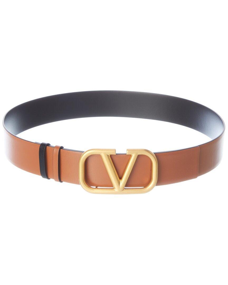 Valentino Vlogo Reversible Leather Belt In Brown Product Image