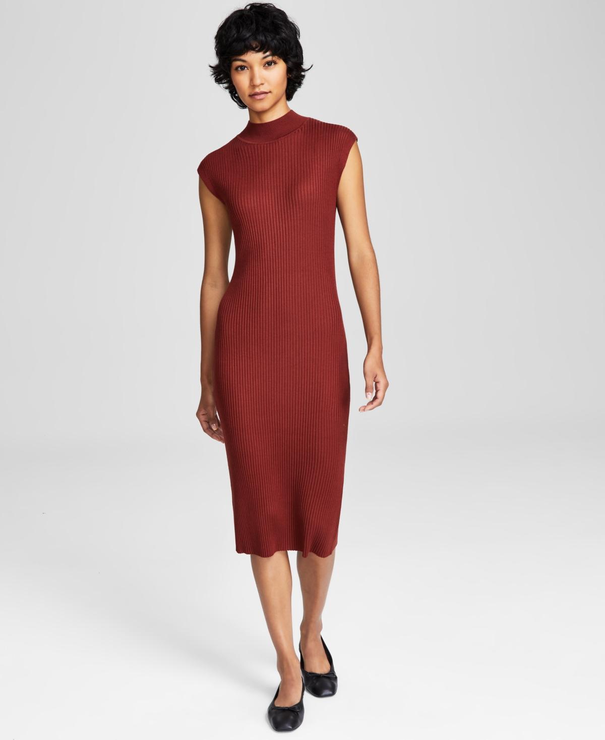 And Now This Womens Ribbed Sweater Mock-Neck Midi Dress, Created for Macys Product Image