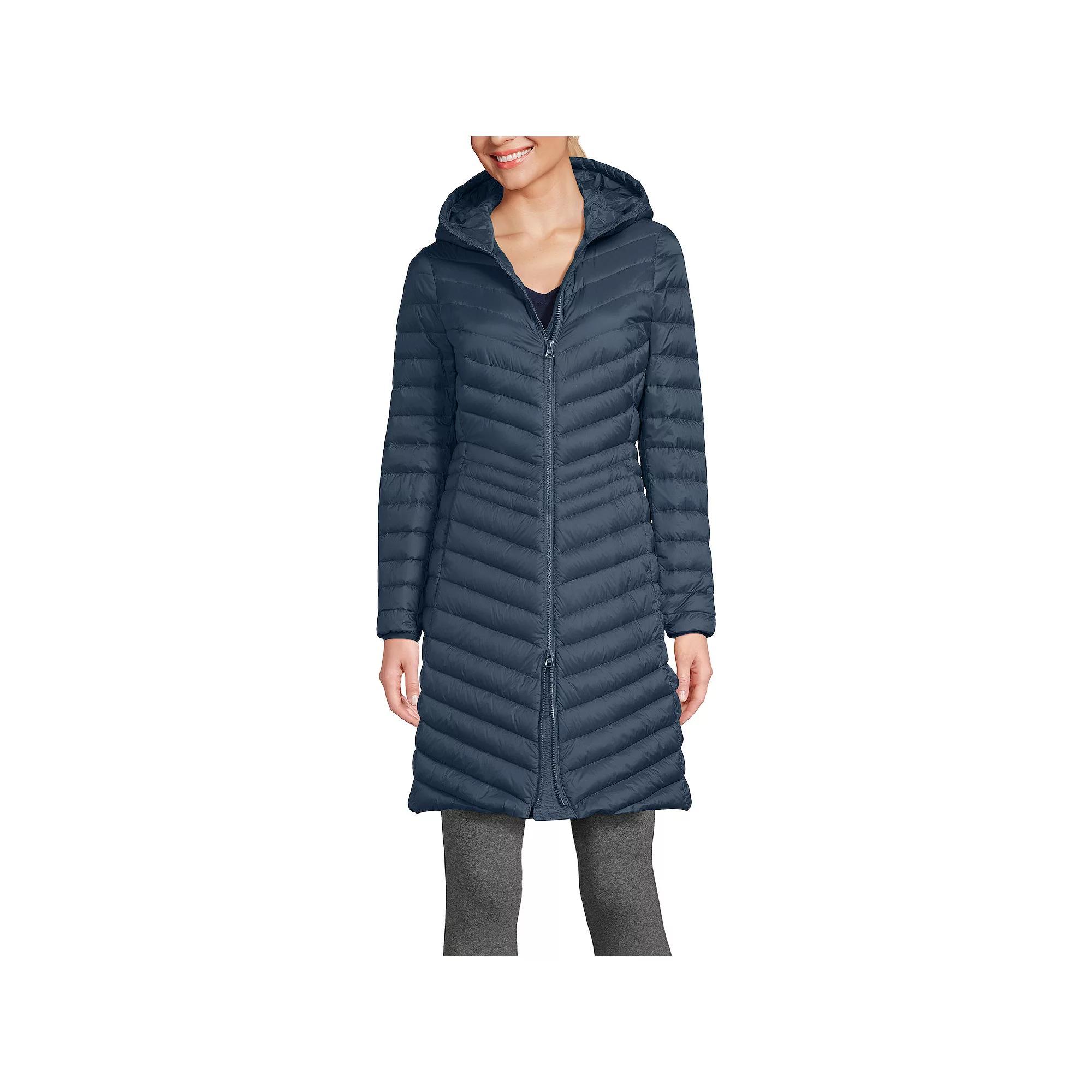 Petite Lands' End Hood Wanderweight Ultralight Down Long Packable Coat, Women's,  Product Image