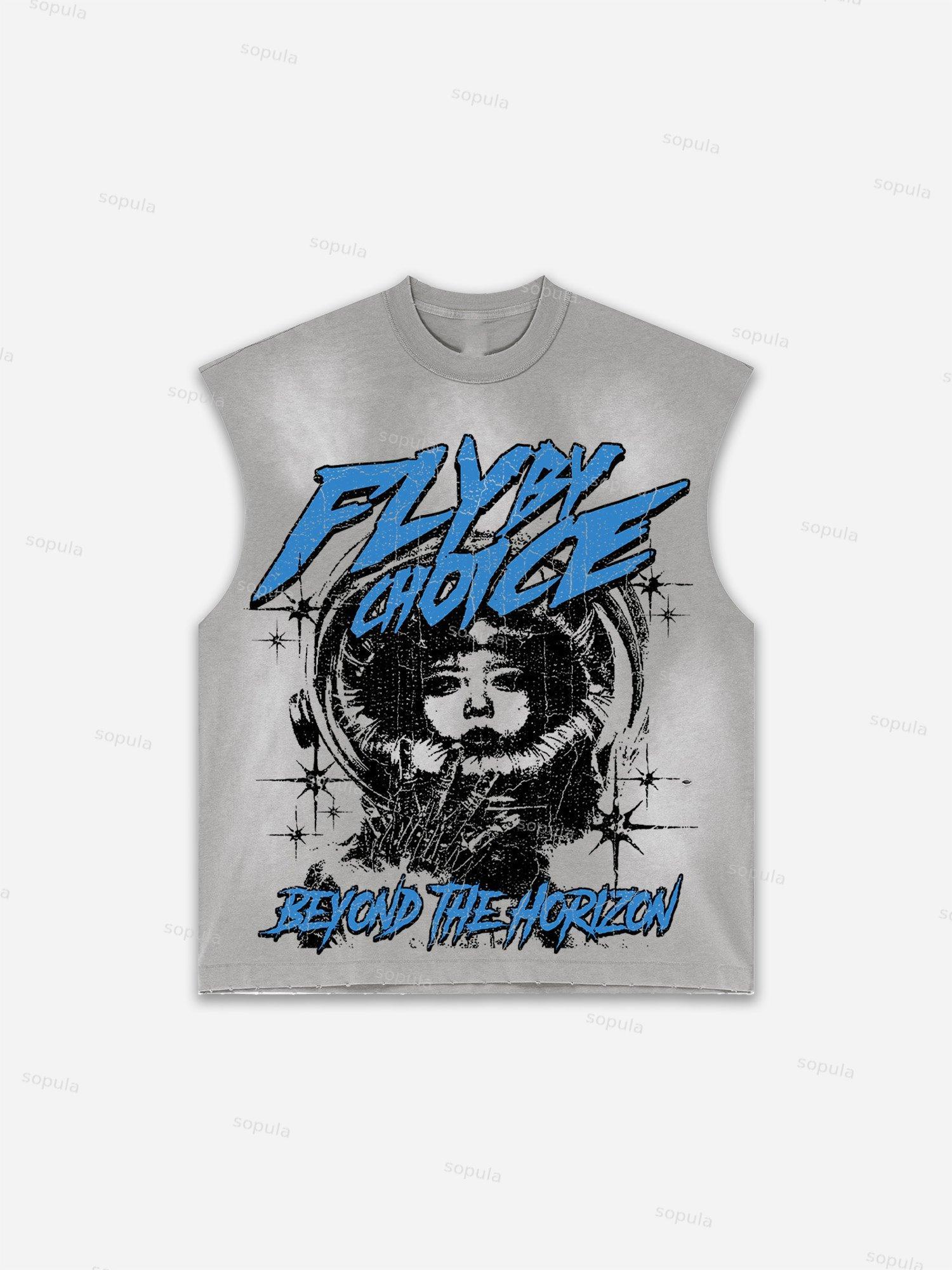 Fly By Choice Print Distressed Tank Top Product Image