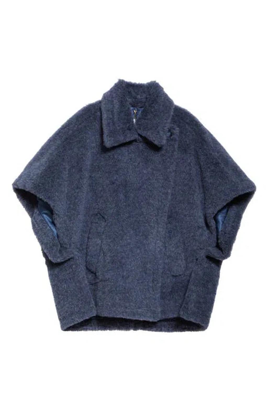 MAX MARA Tebe Teddy Bear Cape In Blue Jeans Product Image