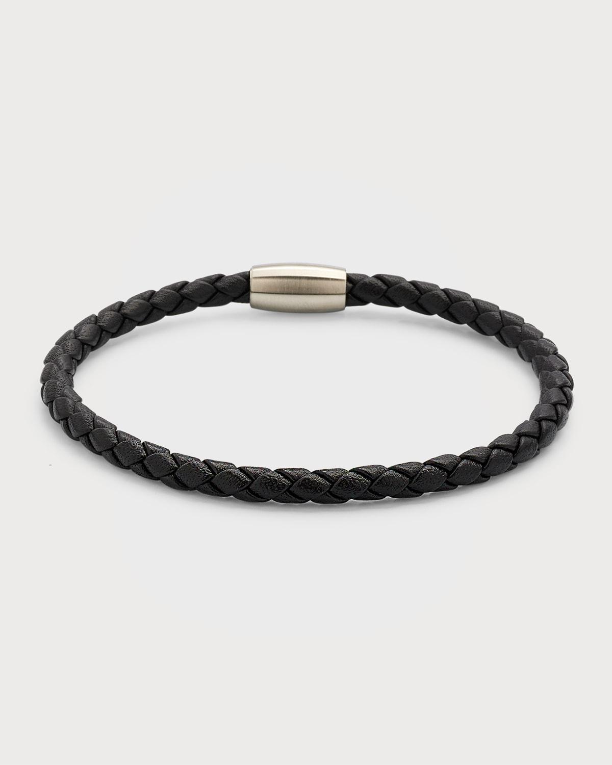 Mens Magnetic Woven Leather Bracelet Product Image