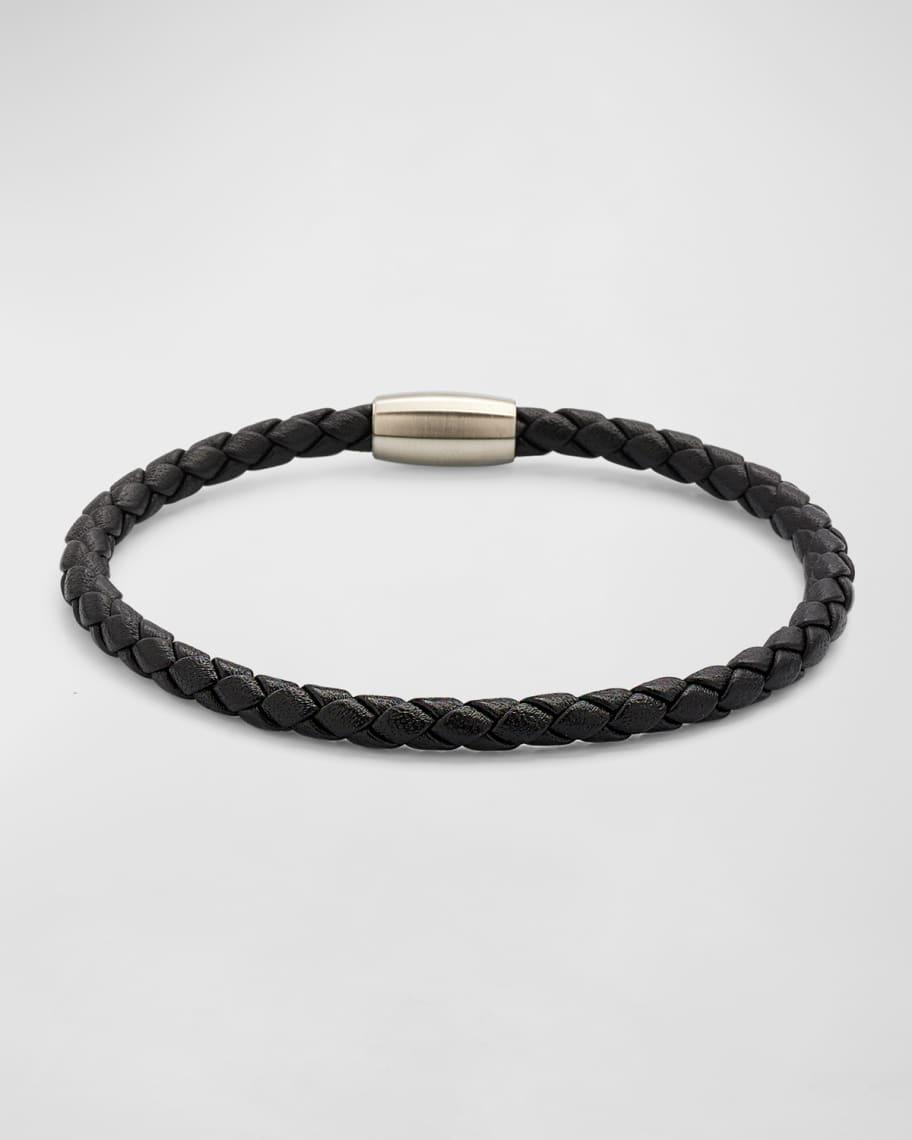 Mens Magnetic Woven Leather Bracelet Product Image