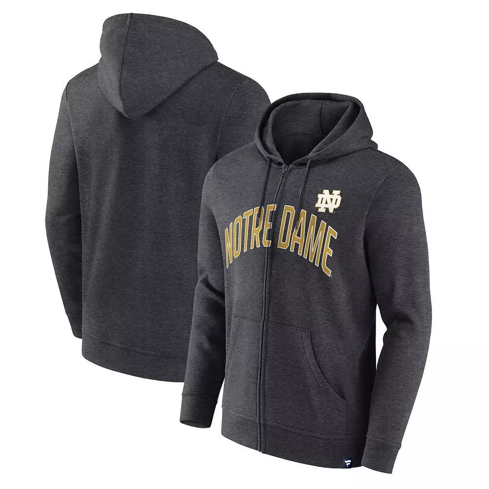 Men's Fanatics Heather Charcoal Notre Dame Fighting Irish Iconic Fleece Full-Zip Hoodie,  Product Image