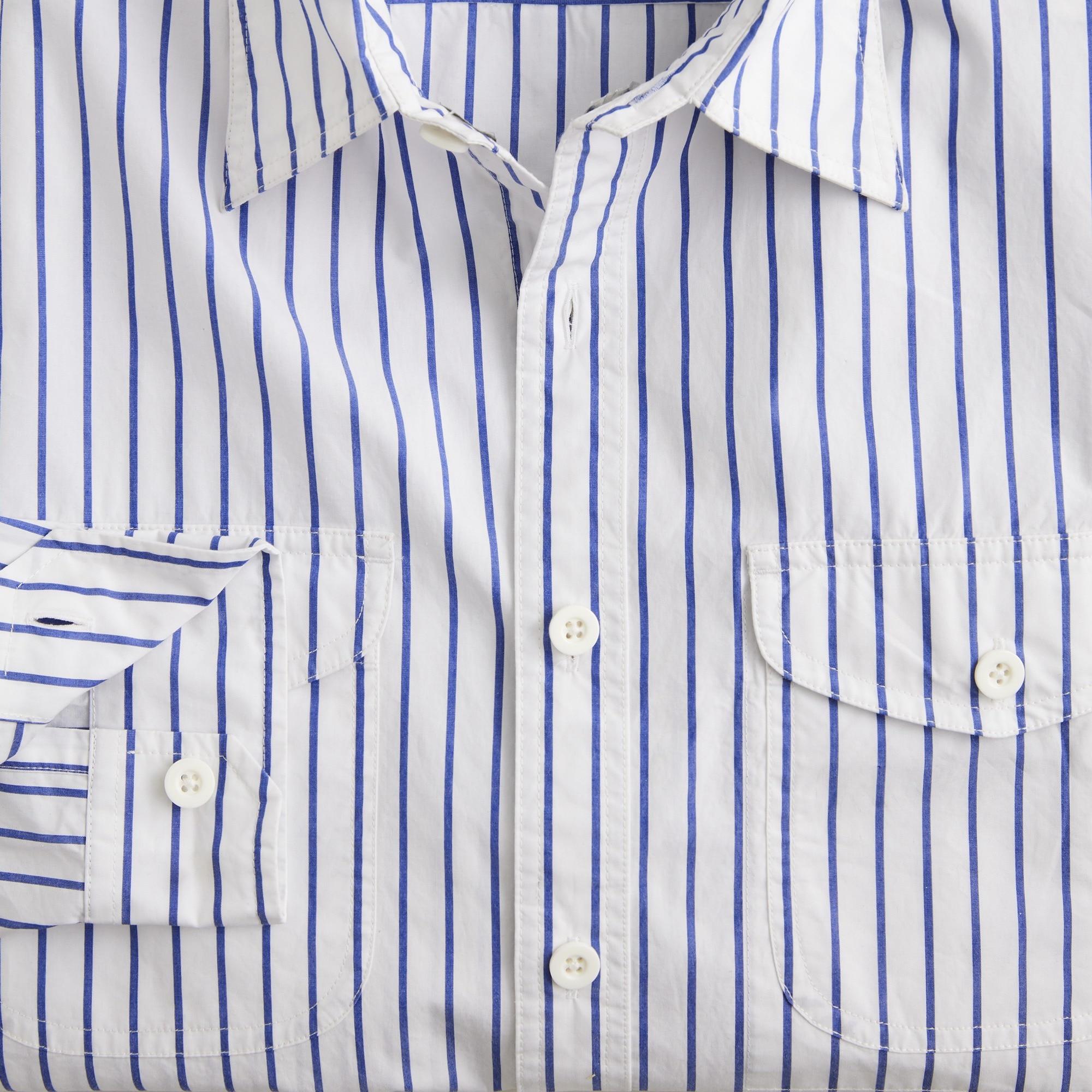 Lightweight cotton two-pocket workshirt in stripe Product Image