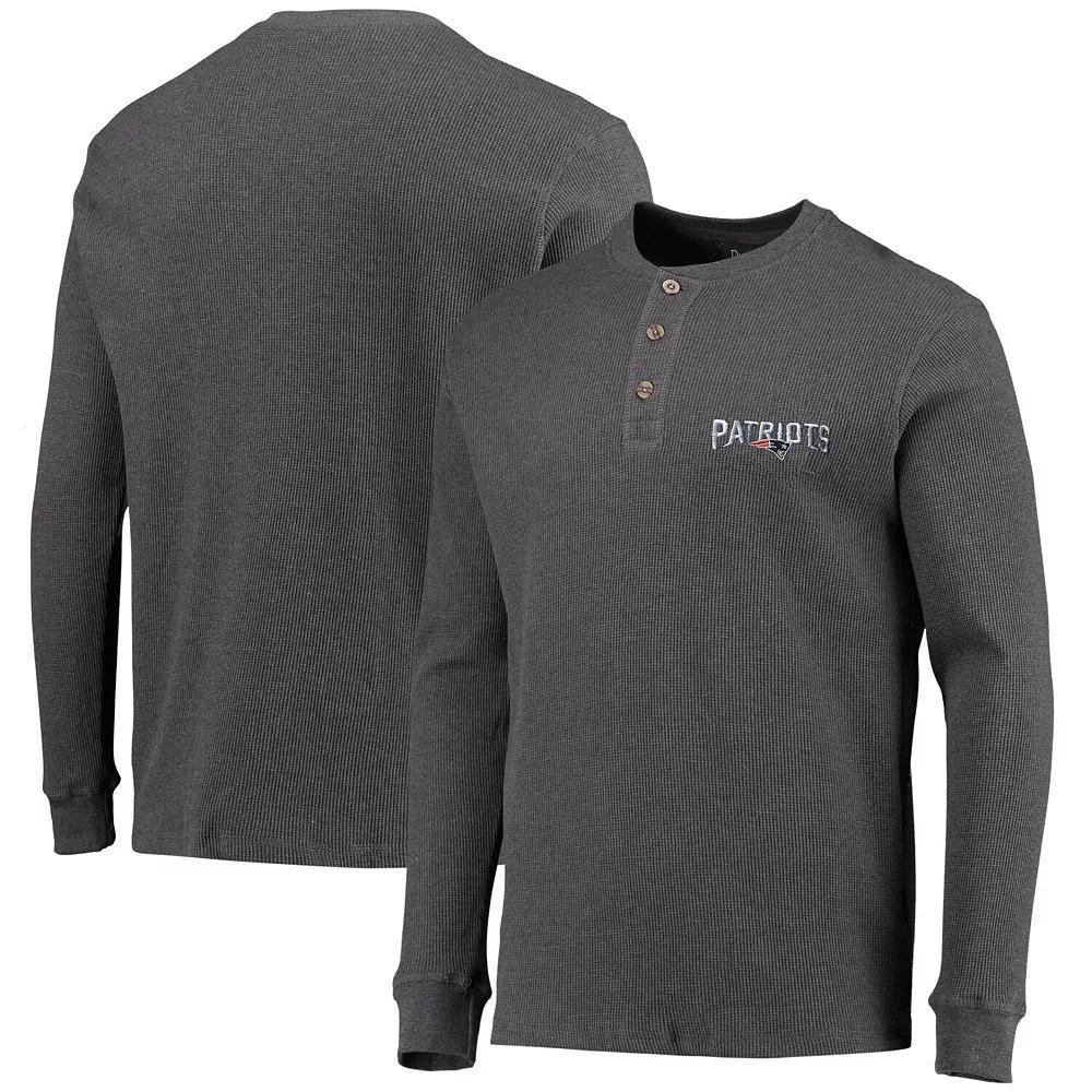Men's Dunbrooke Heathered Gray New England Patriots Logo Maverick Thermal Henley Long Sleeve T-Shirt,  Product Image
