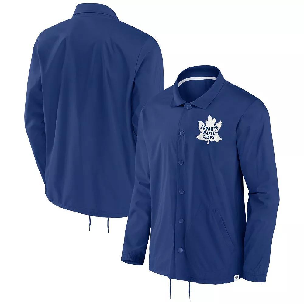 Men's Fanatics Blue Toronto Maple Leafs True Classics Varsity Coach Full-Snap Jacket,  Product Image