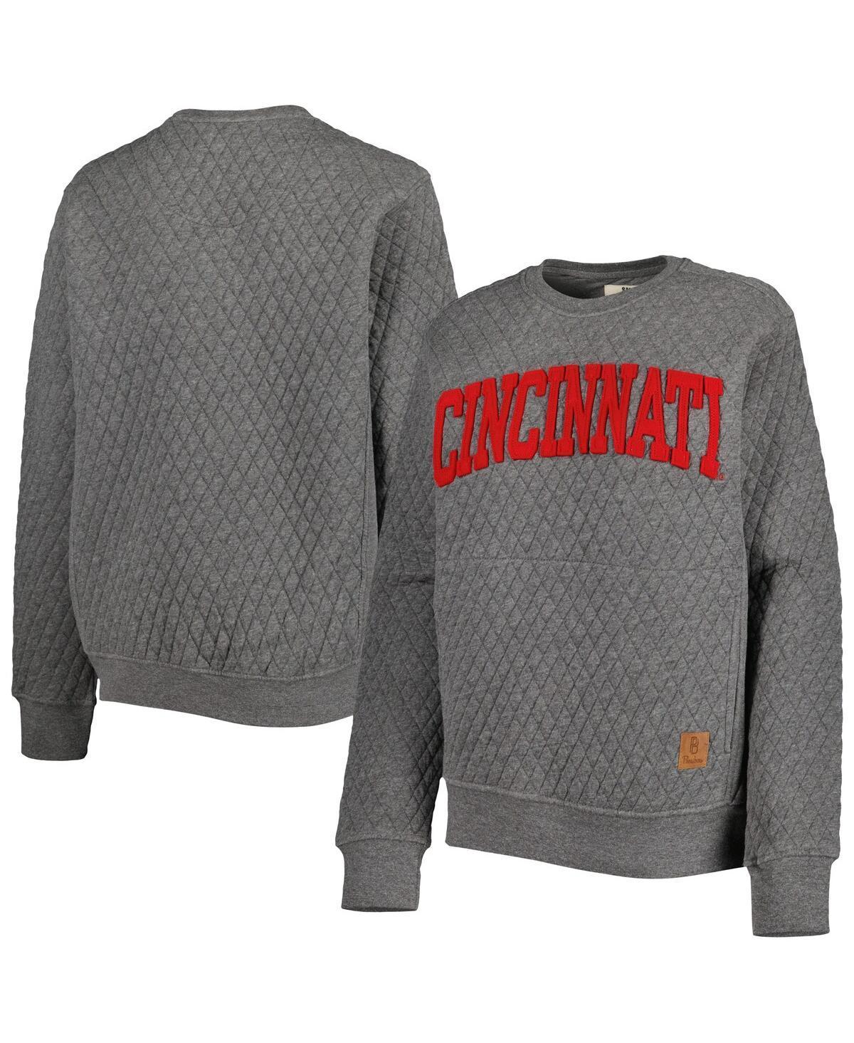 Womens Pressbox Heather Charcoal Cincinnati Bearcats Moose Quilted Pullover Sweatshirt Product Image