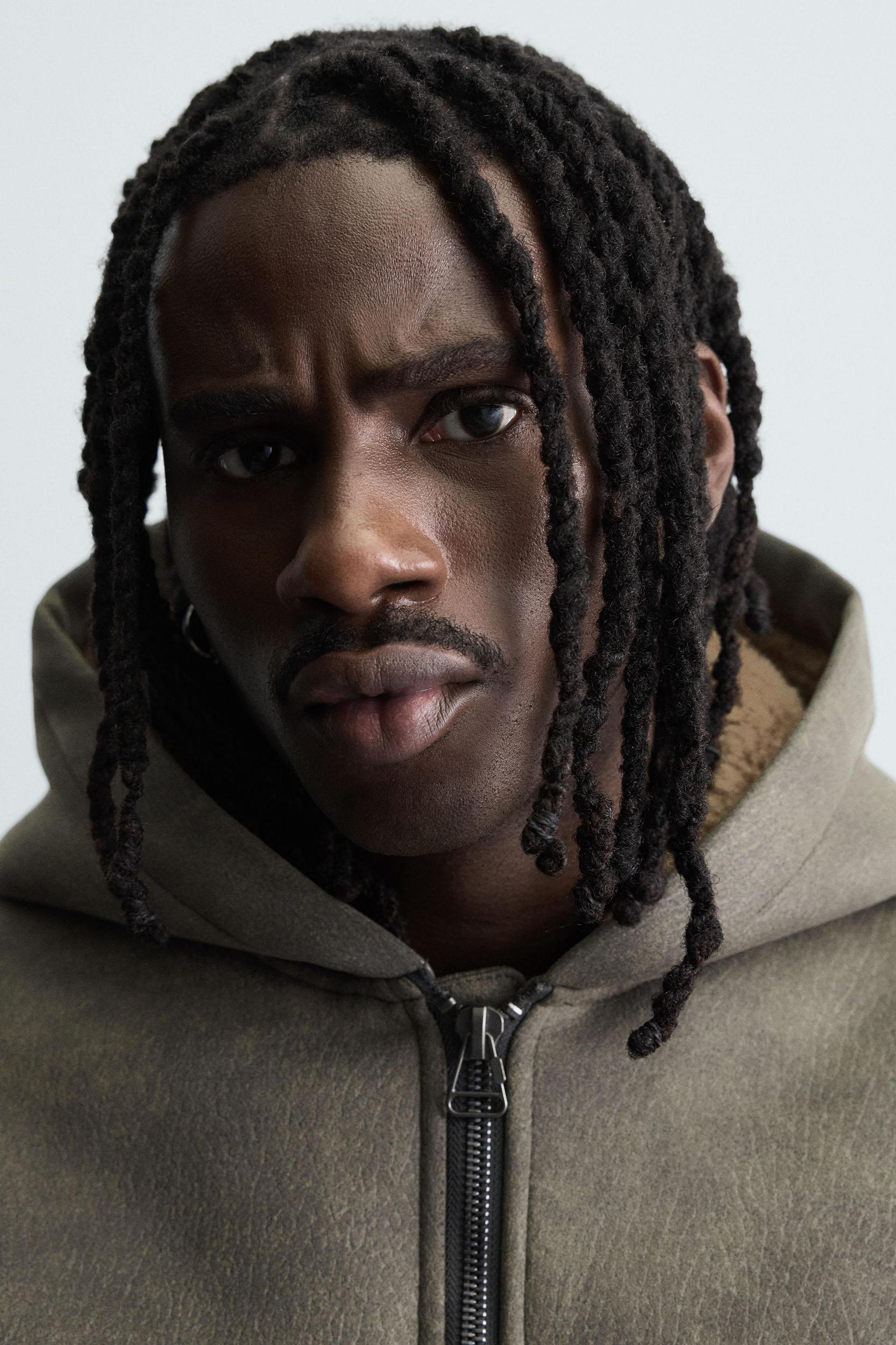 DOUBLE FACED WASHED FAUX LEATHER JACKET Product Image