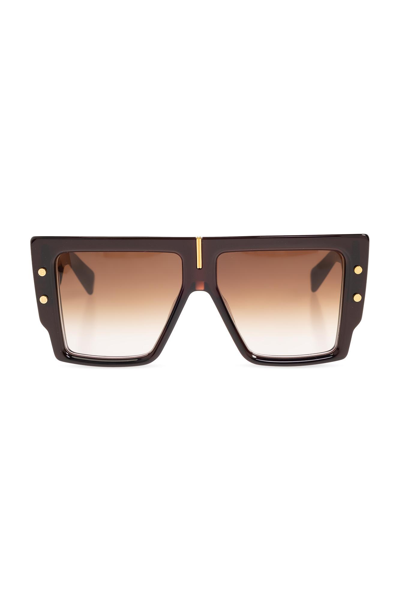 BALMAIN B-grand Acetate & Titanium Square Sunglasses In Brown Product Image