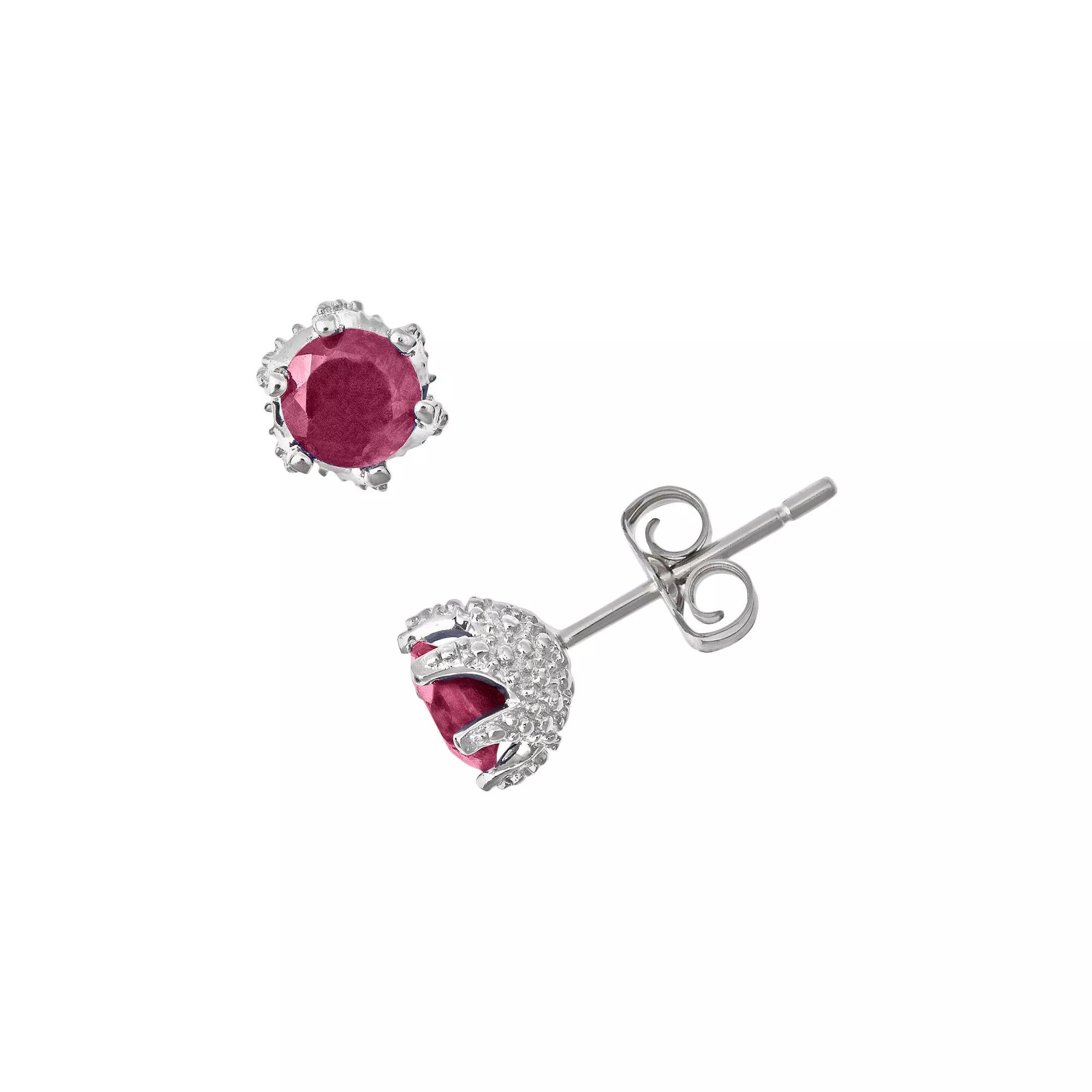 Celebration Gems Sterling Silver Ruby Stud Earrings, Women's Product Image