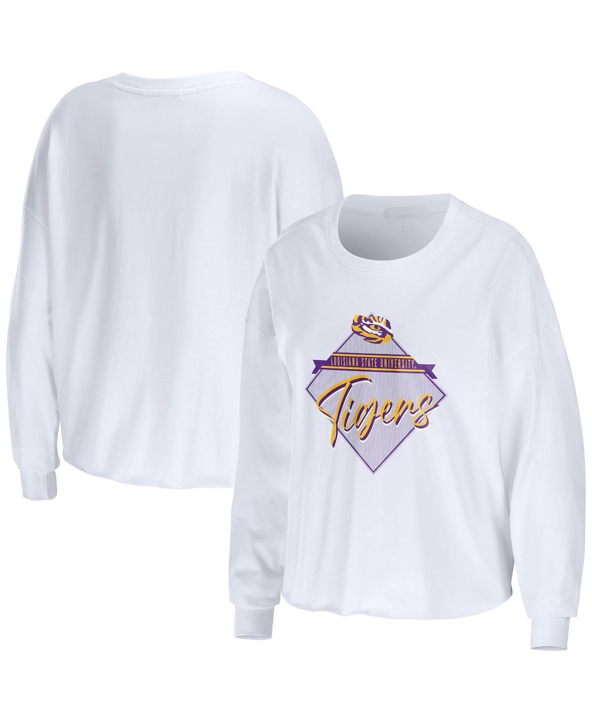 Womens WEAR by Erin Andrews LSU Tigers Diamond Long Sleeve Cropped T-Shirt Product Image