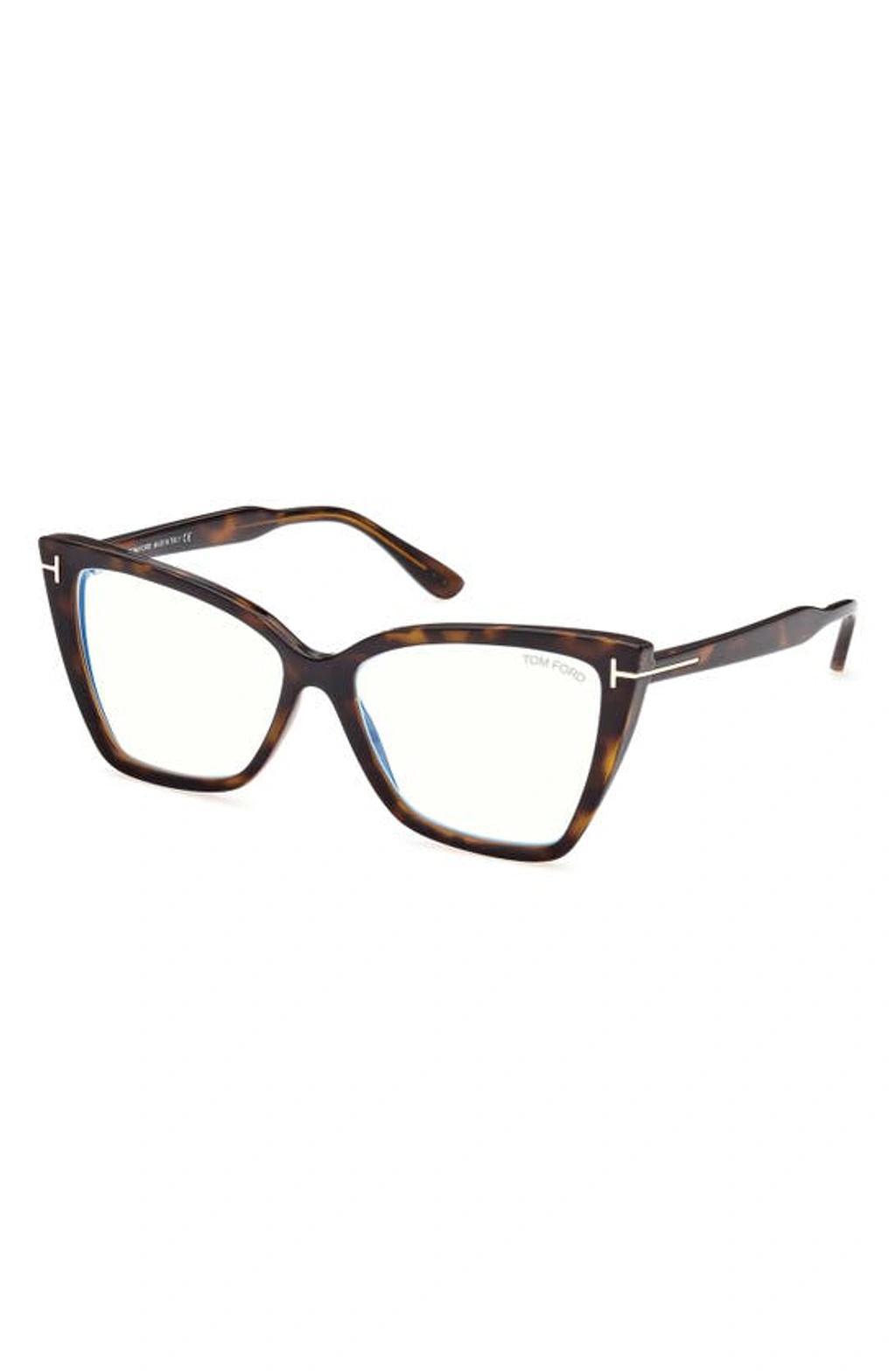 TOM FORD 55mm Cat Eye Blue Light Blocking Glasses In Dark Havana Product Image