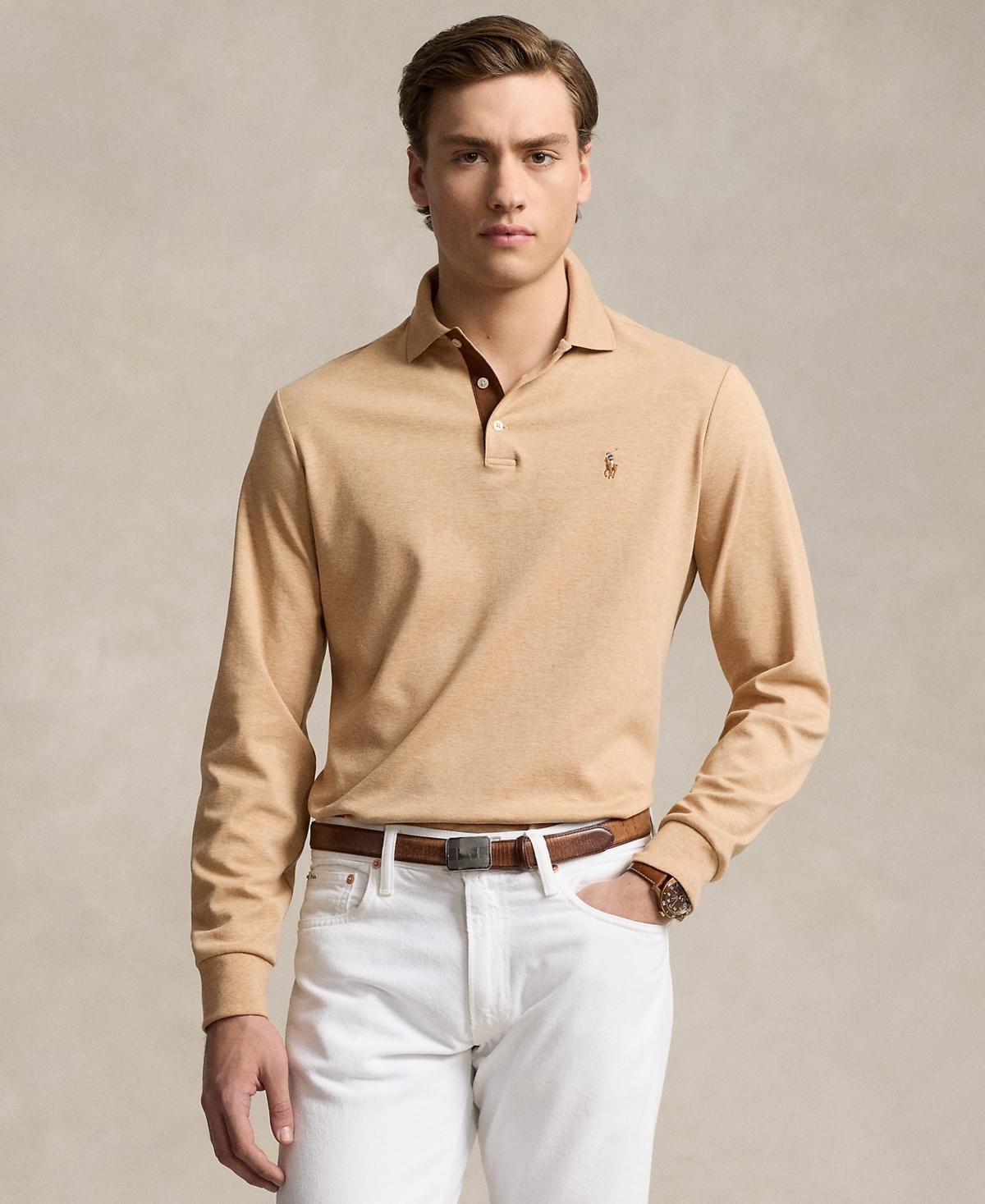 Polo Ralph Lauren Long Sleeve Polo Shirt Marl Heather) Men's Clothing Product Image