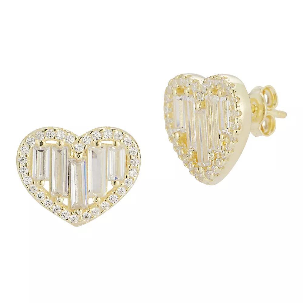 Sunkissed Sterling Cubic Zirconia Heart Stud Earrings, Women's, Gold Tone Product Image
