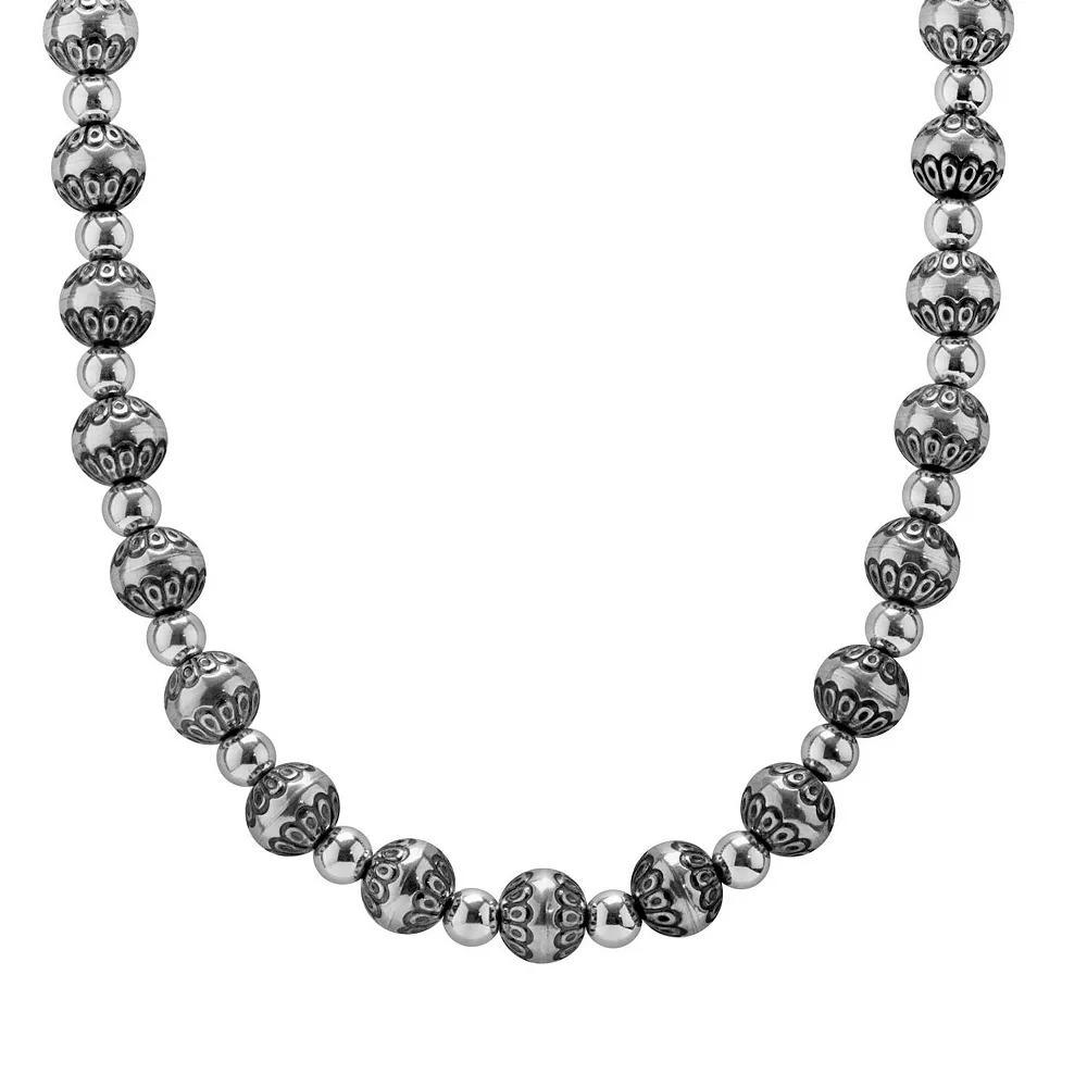 Southwest Spirit® Sterling Silver Stamped Beaded Necklace, Women's, Size: 21" Product Image