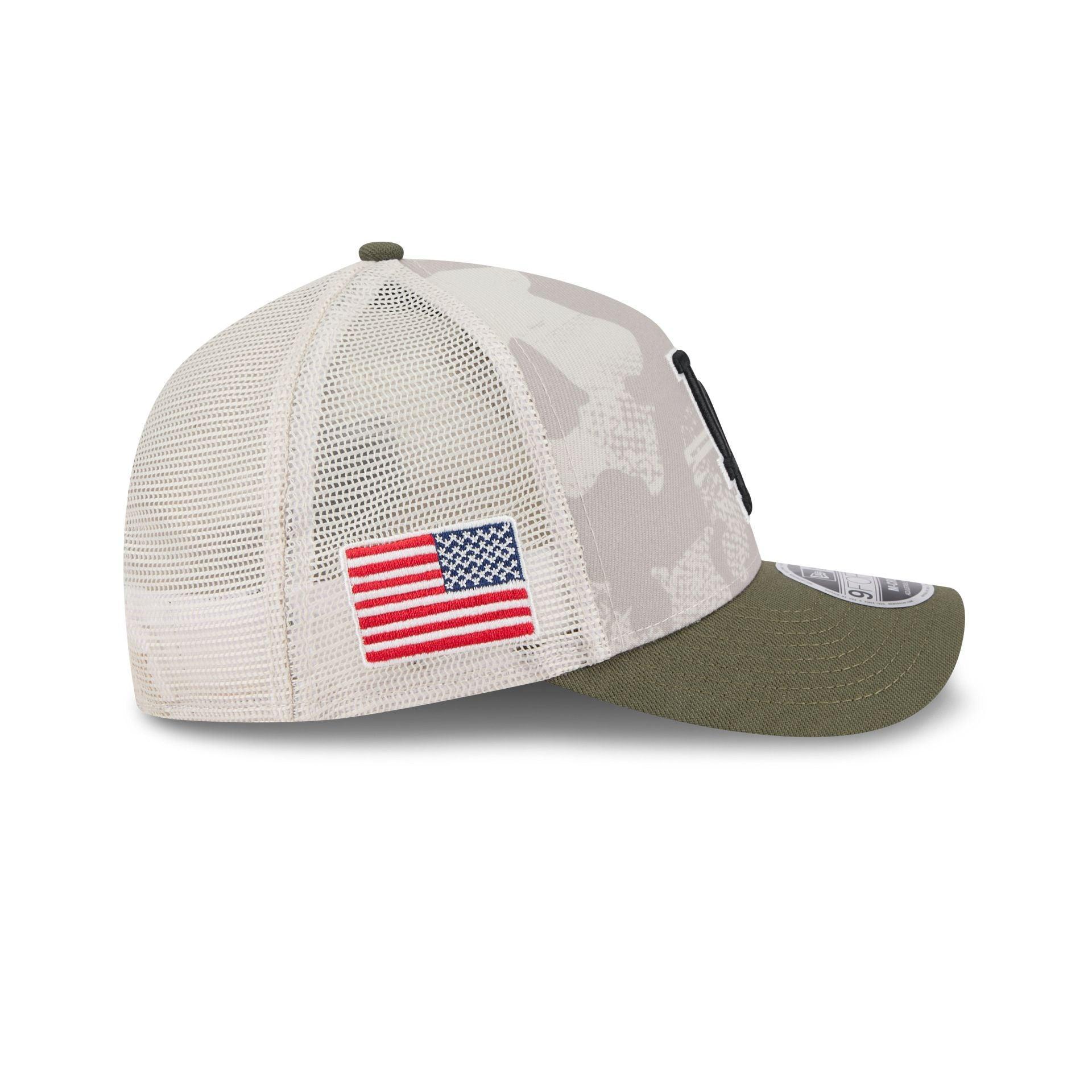 Los Angeles Dodgers Armed Forces Day 2025 9FORTY M-Crown A-Frame Trucker Hat Male Product Image