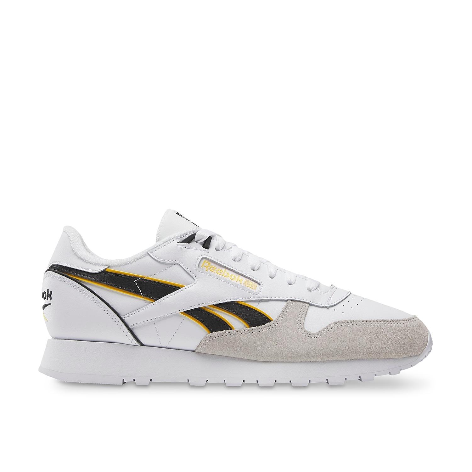 Reebok Mens Classic Leather - Running Shoes Black/Footwear White/Always Yellow Product Image