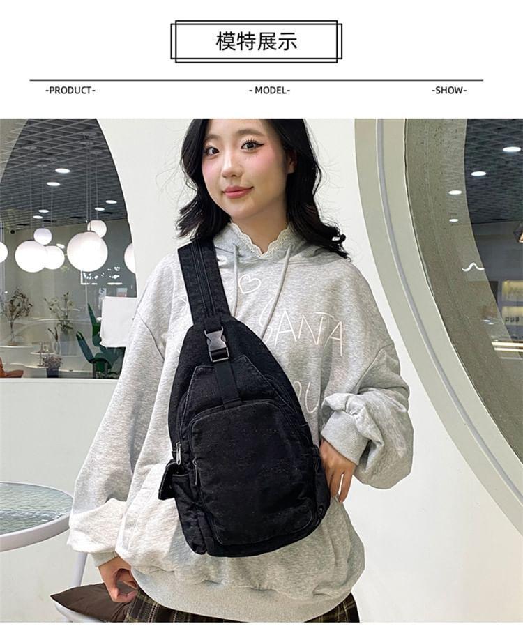 Buckle Denim Sling Bag Product Image