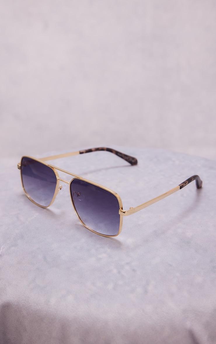 Black Lens Squared Aviator Sunglasses Product Image