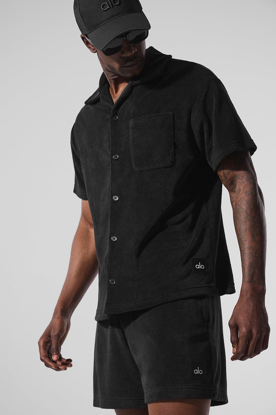 Coastal Terry Button Up - Black Product Image