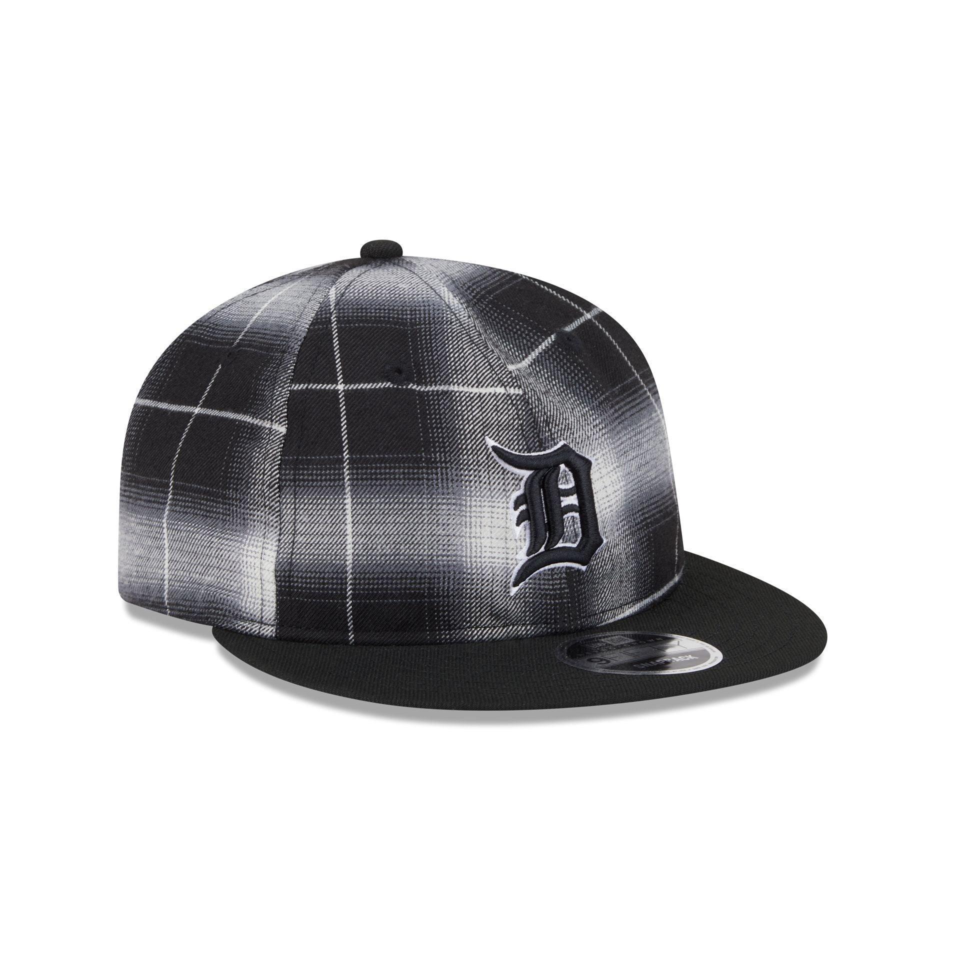 Detroit Tigers Black and White Plaid Retro Crown 9FIFTY Snapback Hat Male Product Image
