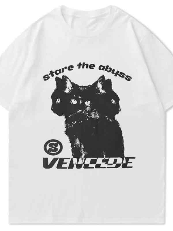 Cat Print Oversized Short Sleeve Tee Product Image