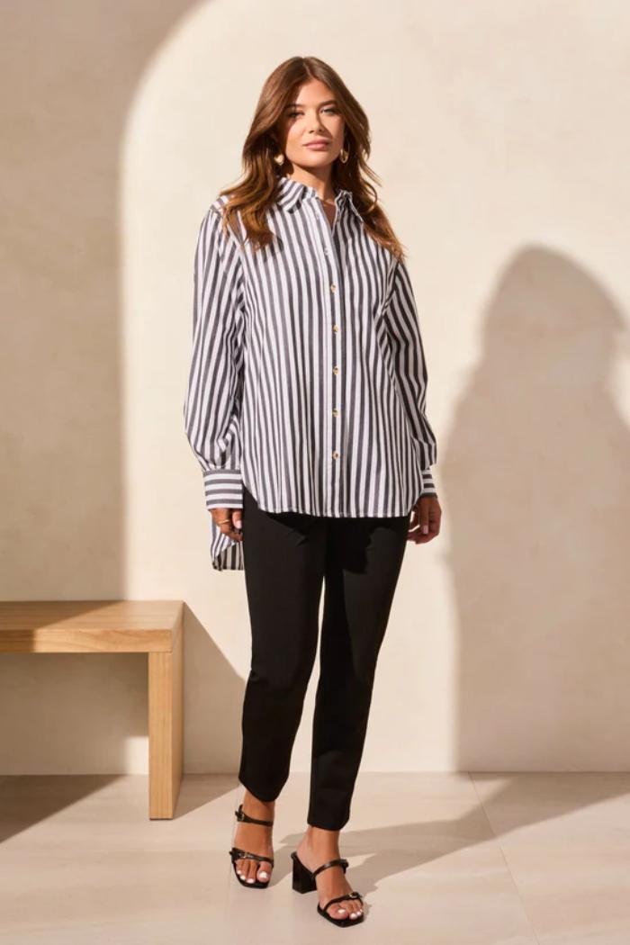 Stripe Button-Front Shirt Product Image